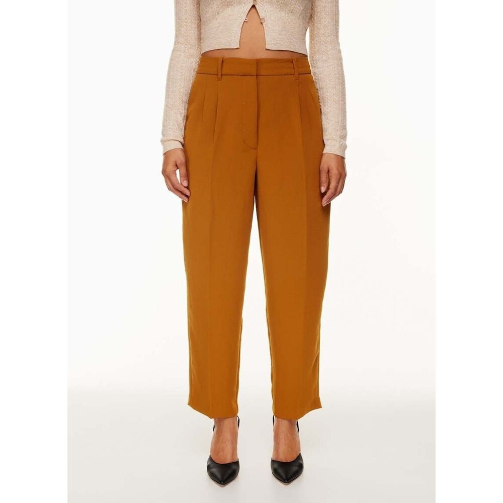 Aritzia Wilfred Pleated Pants Women Sz 6 Tobacco Brown Tapered Leg Trouser EUC